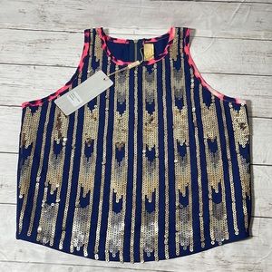 Sequins Crop Top (Blue & Pink)